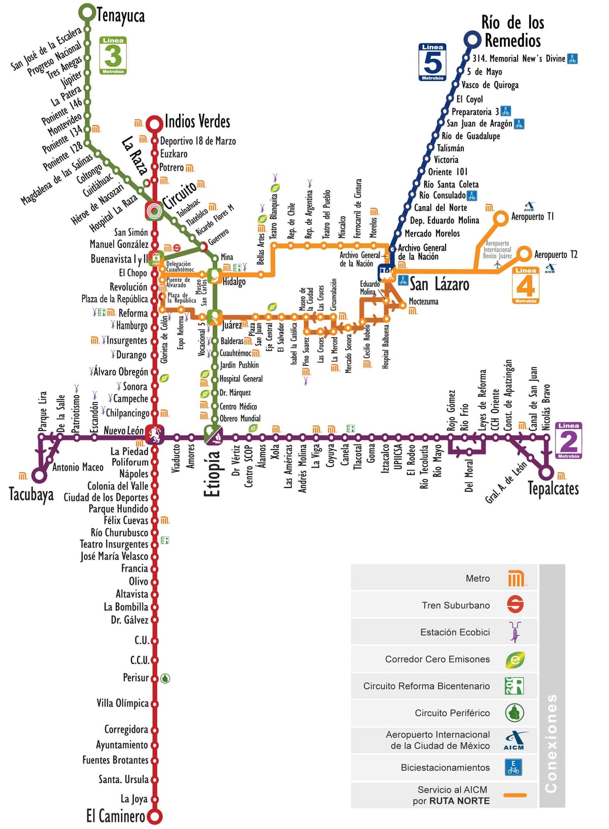 墨西哥城 Metrobús 网络图